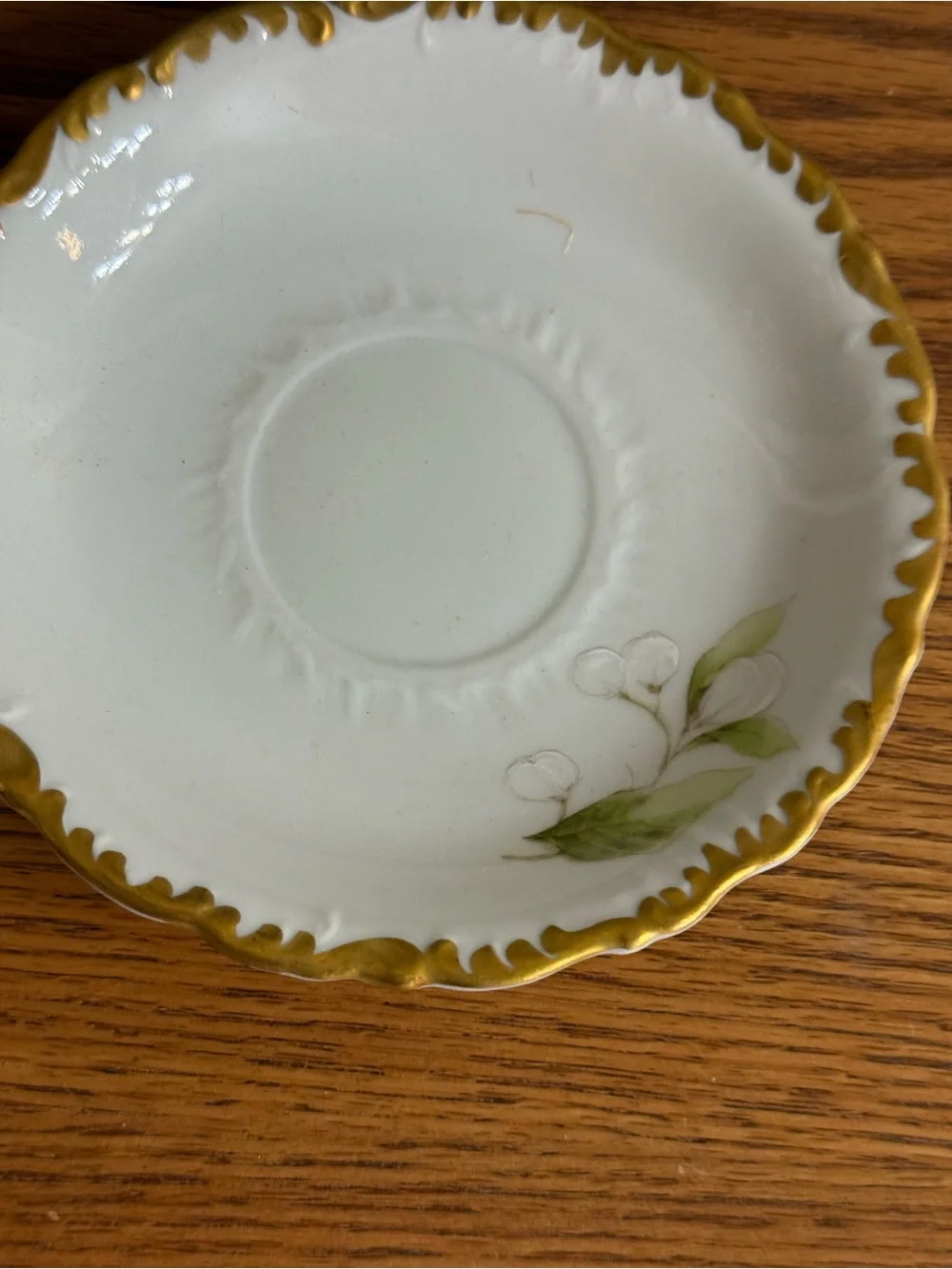 Vintage Porcelain Demitasse Cup and Saucer Hand Paired Floral White Gold Yellow